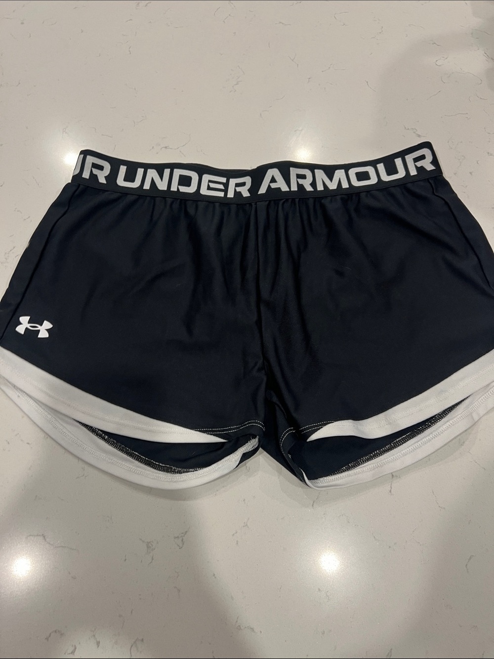 Under Armour Women's Black Athletic Shorts with White Accents